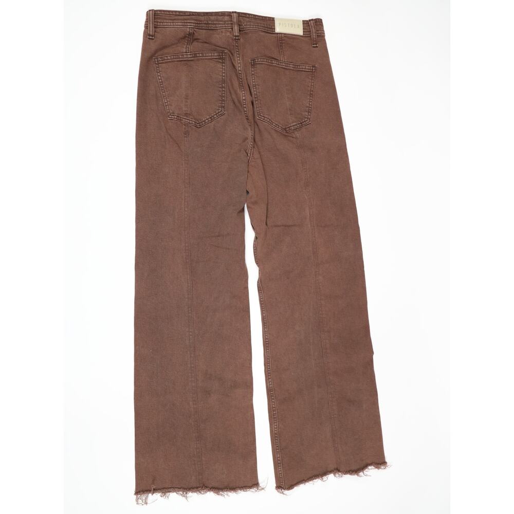 Pistola Rust Wide Leg Raw Hem Jeans 31 High Rise Front Seam Boho Western Chic - Picture 10 of 15